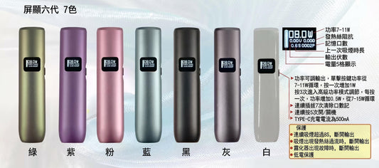 Limi六代主機｜適配六代煙彈｜7W-11W 兩段式調節｜擁有電量顯示-VAKA糖果雲煙館