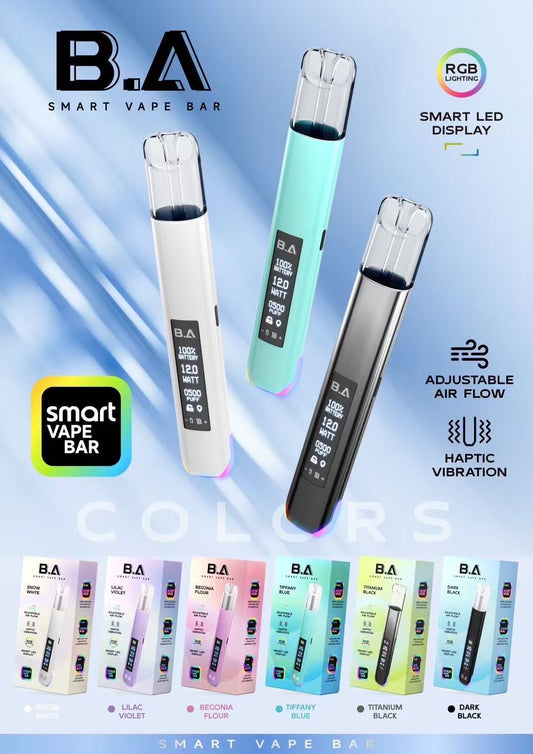 B.a主機/具有Smart Vape Ba發光r大屏煙桿，通用一代煙彈-VAKA糖果雲煙館